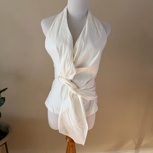 Zara White Textured Halter Wrap Top (Brand New with Tags)